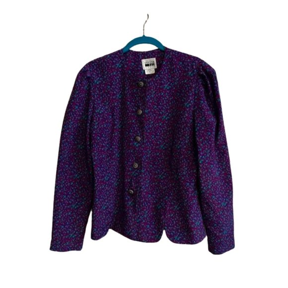 Vintage Leslie fay purple button down jacket - Picture 1 of 4